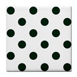 Polka Dots - Deep Green on White Tile Coaster
