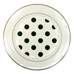 Polka Dots - Deep Green on White Porcelain Plate