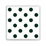 Polka Dots - Deep Green on White Memory Card Reader with Storage (Square)