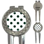 Polka Dots - Deep Green on White 3-in-1 Golf Divot