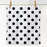 Polka Dots - Deep Green on White Face Towel