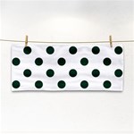 Polka Dots - Deep Green on White Hand Towel