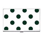 Polka Dots - Deep Green on White Business Card Holder