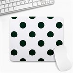 Polka Dots - Deep Green on White Large Mousepad