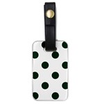 Polka Dots - Deep Green on White Luggage Tag (One Side)