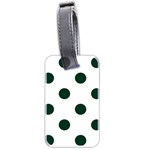Polka Dots - Deep Green on White Luggage Tag (Two Sides)