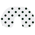 Polka Dots - Deep Green on White Travel Neck Pillow