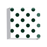Polka Dots - Deep Green on White 4 x 4  Acrylic Photo Block