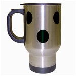 Polka Dots - Deep Green on White Travel Mug (Silver Gray)