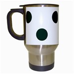 Polka Dots - Deep Green on White Travel Mug (White)