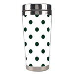 Polka Dots - Deep Green on White Stainless Steel Travel Tumbler
