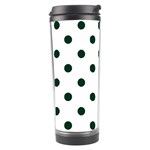 Polka Dots - Deep Green on White Travel Tumbler