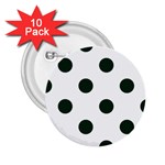 Polka Dots - Deep Green on White 2.25  Button (10 pack)