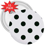 Polka Dots - Deep Green on White 3  Button (10 pack)