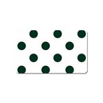 Polka Dots - Deep Green on White Magnet (Name Card)