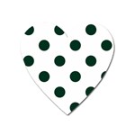 Polka Dots - Deep Green on White Magnet (Heart)