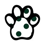 Polka Dots - Deep Green on White Magnet (Paw Print)