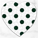 Polka Dots - Deep Green on White Jigsaw Puzzle (Heart)