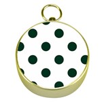 Polka Dots - Deep Green on White Gold Compass