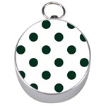 Polka Dots - Deep Green on White Silver Compass