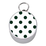 Polka Dots - Deep Green on White Silver Compass (Mini)