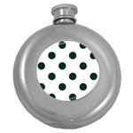 Polka Dots - Deep Green on White Hip Flask (5 oz)