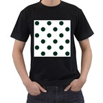 Polka Dots - Deep Green on White Men s T-Shirt (Black)