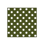 Polka Dots - White on Army Green Satin Bandana Scarf