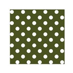 Polka Dots - White on Army Green Small Satin Scarf  (Square)