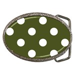 Polka Dots - White on Army Green Belt Buckle