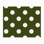 Polka Dots - White on Army Green Small Glasses Cloth (2 Sides)
