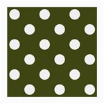 Polka Dots - White on Army Green Medium Glasses Cloth (2 Sides)