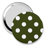 Polka Dots - White on Army Green 3  Handbag Mirror