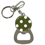 Polka Dots - White on Army Green Bottle Opener Key Chain