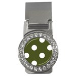 Polka Dots - White on Army Green Money Clip (CZ)