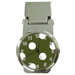 Polka Dots - White on Army Green Money Clip Watch