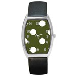 Polka Dots - White on Army Green Barrel Style Metal Watch