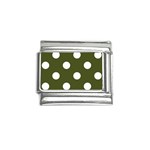 Polka Dots - White on Army Green Italian Charm (9mm)