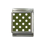 Polka Dots - White on Army Green Italian Charm (13mm)
