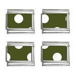 Polka Dots - White on Army Green 9mm Italian Charm (4 pack)