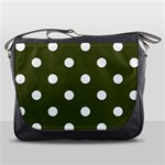 Polka Dots - White on Army Green Messenger Bag