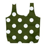 Polka Dots - White on Army Green Full Print Recycle Bag (L)