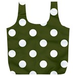 Polka Dots - White on Army Green Full Print Recycle Bag (XL)