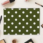 Polka Dots - White on Army Green Cosmetic Bag (XL)