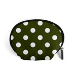 Polka Dots - White on Army Green Accessory Pouch (Small)