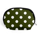 Polka Dots - White on Army Green Accessory Pouch (Medium)