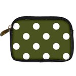 Polka Dots - White on Army Green Digital Camera Leather Case