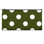Polka Dots - White on Army Green Pencil Case