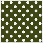 Polka Dots - White on Army Green Canvas 12  x 12 