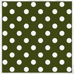 Polka Dots - White on Army Green Canvas 20  x 20 